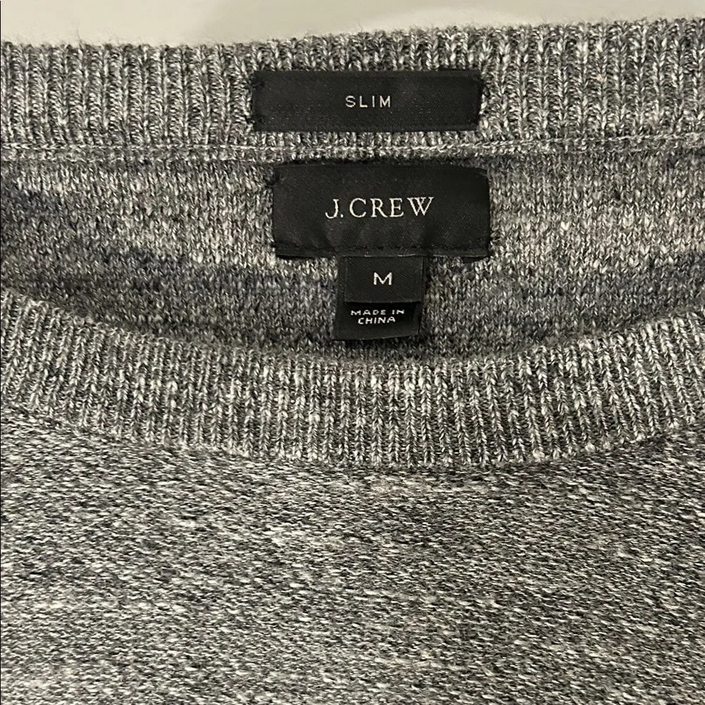 J. Crew Men's Gray 100% Cotton Crewneck Sweater